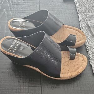 Donald J. Pliner Black Wedge Shoes with Adjustable Strap